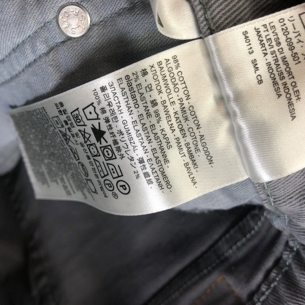 Levis Jeans Ment 33x34 Gray 514 Straight Fit Stretch Denim Light Wash Regular Fi